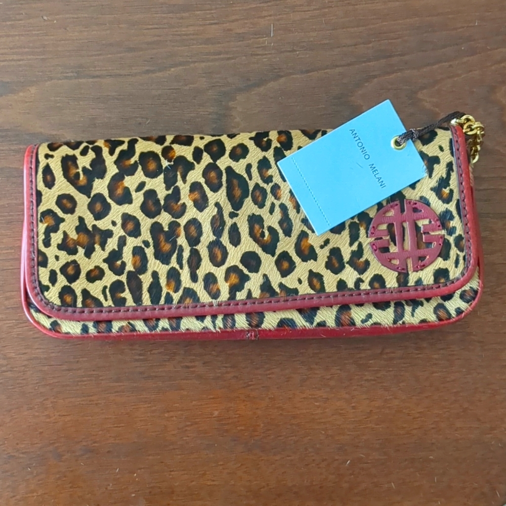 Perfect NWT Antonio Melani calf hair leopard clutch